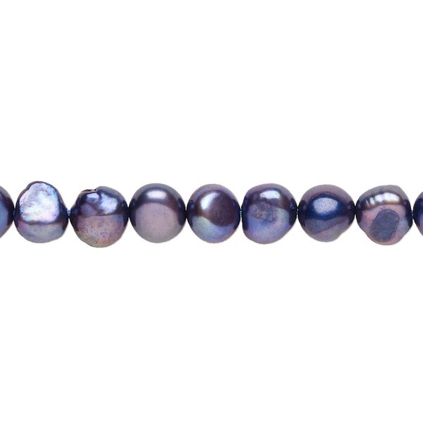 Freshwater pearl 1pkg1, flat-sided potato, 15 inch blue-purple 5-6mm cultured image number 0