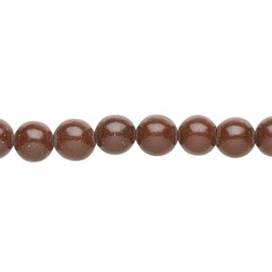 Bead, clay, brown, 5-6mm round. Sold per 15-inch strand.