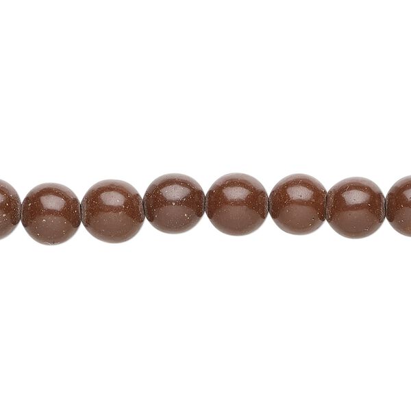 Bead, clay, brown, 5-6mm round. Sold per 15-inch strand. image number 0