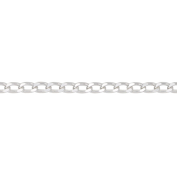 Chain, sterling silver, 2.8mm diamond-cut long curb. Sold per 50-foot spool. image number 0