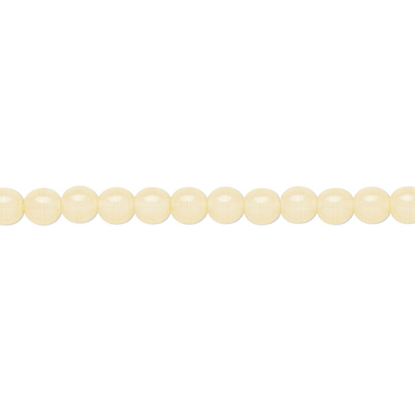 Bead, Czech dipped décor glass druk, translucent cream, 4mm round. Sold per 15-1/2" to 16" strand. image number 0