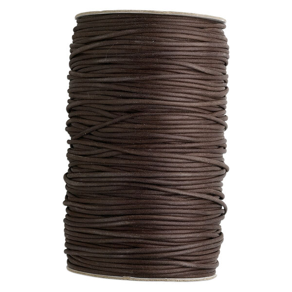 Cord, waxed cotton, brown, 3mm round. Sold per 300-yard spool. image number 0