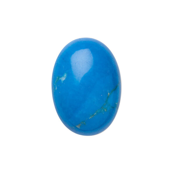 Cabochon, howlite (dyed), turquoise blue, 25x18mm calibrated oval, B grade, Mohs hardness 3 to 3-1/2. Sold per pkg of 2. image number 0
