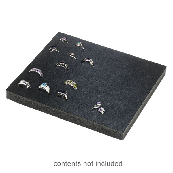 Display insert, ring, foam, black, 7-3/4 x 6-3/4 x 3/4 inches with 30 slots, fits standard half tray. Sold individually. image number 1