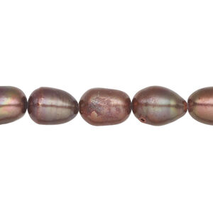 Freshwater pearl 1pkg1, rice, 15 inch dark copper 8-10mm cultured