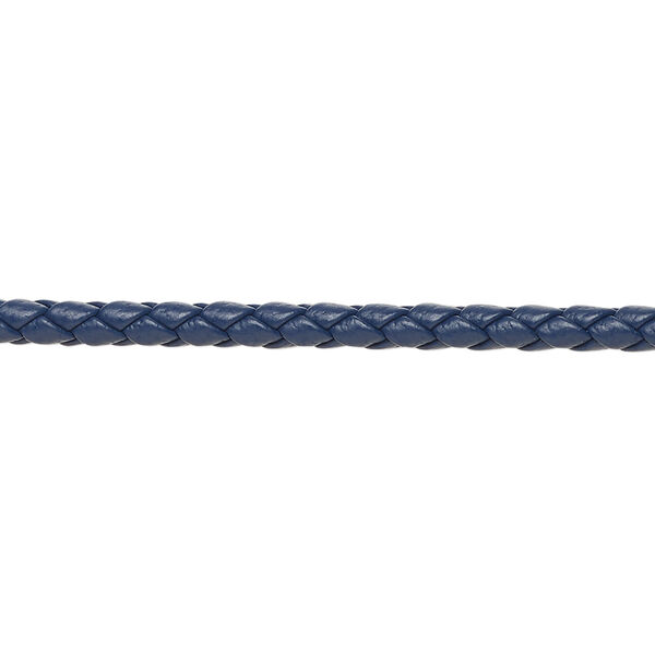 Bolo cord, leatherette, matte navy blue, 3mm braided round. Sold per 5-yard section. image number 0