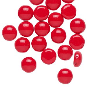 Bead, Preciosa Candy™, Czech pressed glass, opaque red, 8mm candy with (2) 0.8-0.9mm holes. Sold per pkg of 20.