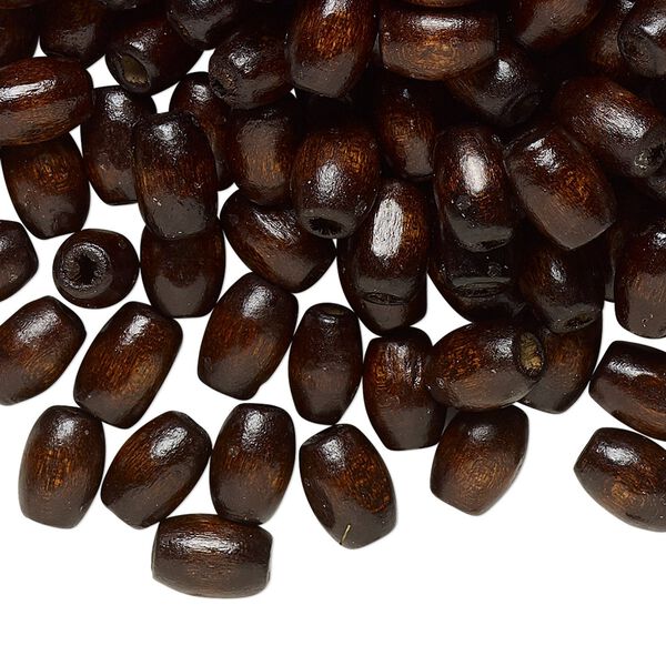 Bead, wood (dyed / waxed), dark brown, 8x5mm hand-cut oval. Sold per pkg of 500. image number 0