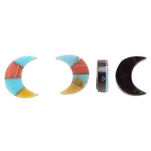 Resin 1pkg2, crescent drop multicolored 12x10mm