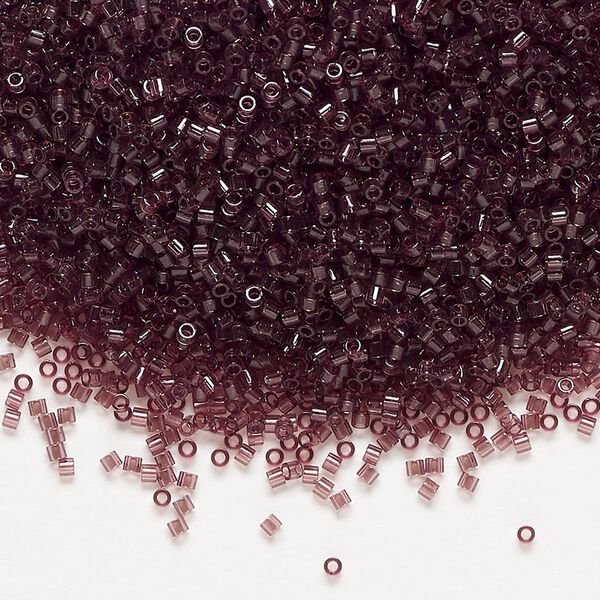 Seed bead, Delica®, glass, pkg/250g, #15 round, transparent dark smoky amethyst (DBS-1104). image number 0
