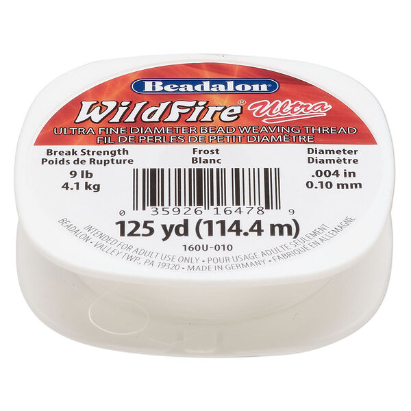 Thread, WildFire™ Ultra, polyester, frost, size 0.1 weaving thickness. Sold per 125-yard spool. image number 0