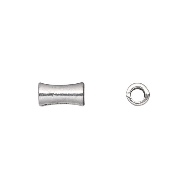 Bead, antique silver-plated "pewter" (zinc-based alloy), 10x5mm tube. Sold per pkg of 50. image number 0