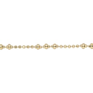 Chain 1pkg1 ball, 1.5mm faceted / 2.8x1.5mm crimped rondelle, gold-finished brass 5 foot unfinished