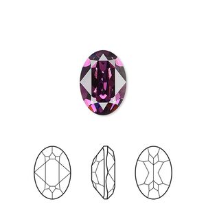 Fancy stone 144pk amethyst foil back, Swarovski® 14x10mm oval 4120