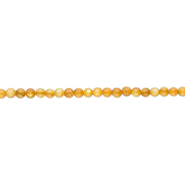 Bead, mother-of-pearl shell (dyed), light amber, 2mm round. Sold per 15" to 16" strand. image number 0