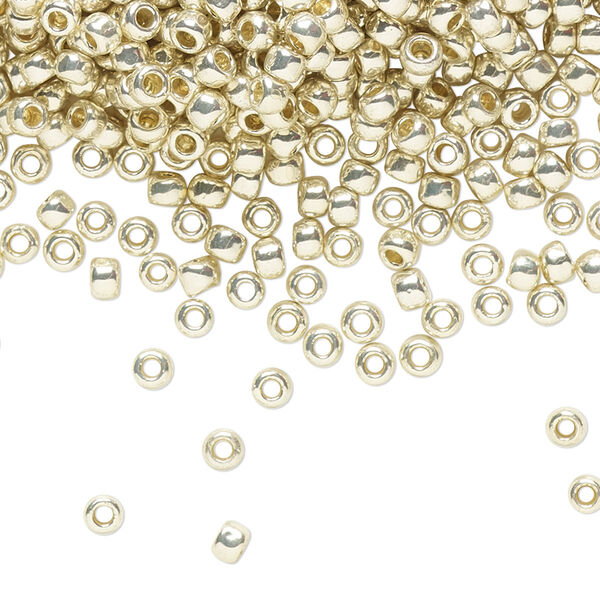 Seed bead, TOHO BEADS®, glass, pkg/7.5g, #8 round, opaque galvanized PermaFinish aluminum (TR-08-PF558). image number 0
