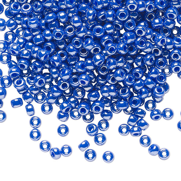 Seed bead, Miyuki, glass, pkg/250g, #8 rocaille, opaque luster cyan blue, (RR-432). image number 0