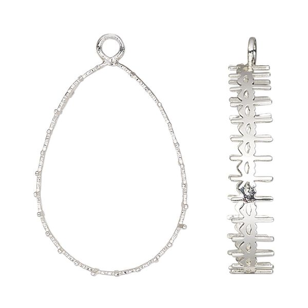 Focal, silver-finished brass, 30.5x22mm teardrop with open back and decorative trim with 30x20mm pear setting. Sold per pkg of 4. image number 0