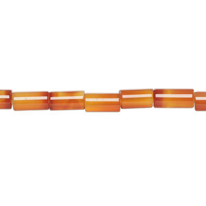 Red agate 1pkg1, round tube bead, 15 inch 7x4mm-9x5mm pale to medium