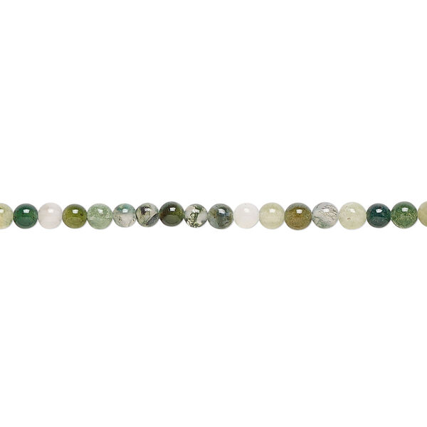 Bead, moss agate (natural), 3mm round, B grade, Mohs hardness 6-1/2 to 7. Sold per 15-1/2" to 16" strand. image number 0
