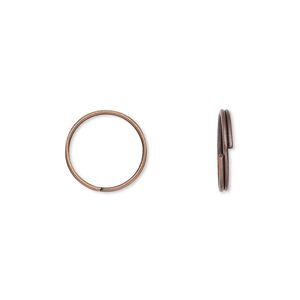 Split ring, antique copper-finished steel, 12mm round with 10.4mm inside diameter. Sold per pkg of 100.