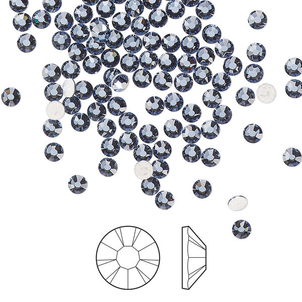 Flat back 144pk denim blue foil back, Preciosa MAXIMA Czech crystal hotfix rhinestone 2.7-2.9mm chaton rose round SS10 image number 0
