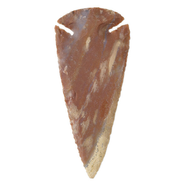 Gift, jasper (natural), 3-1/2 inch knapped arrowhead, Mohs hardness 6-1/2 to 7. Sold individually. image number 0