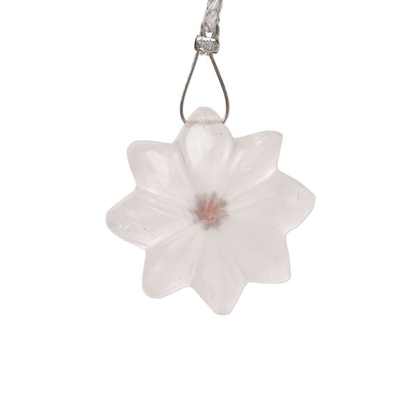 Light rose quartz / garnet 1pkg1, top-drilled hand-cut 1sided carved flower bead natural, 22mm image number 1