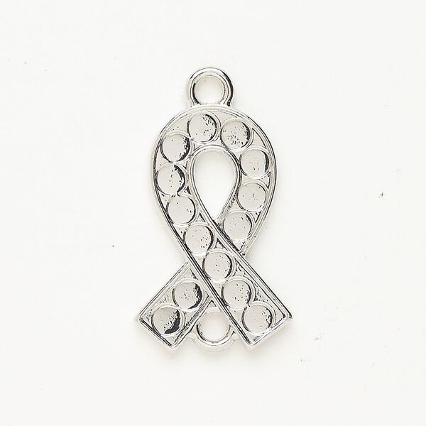 Link "pewter" (zinc-based alloy) 1pkg1 27x17mm awareness ribbon, antique silver finish image number 0