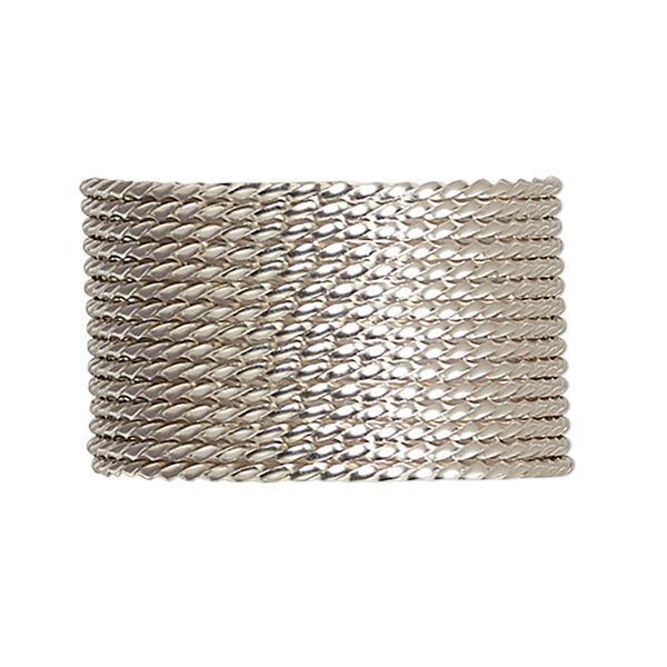 Wire, sterling silver, full-hard, twisted square, 18 gauge. Sold per pkg of 5 feet. image number 0