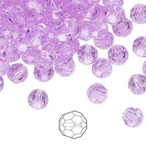 Bead 144pk violet, Preciosa Czech crystal 6mm round