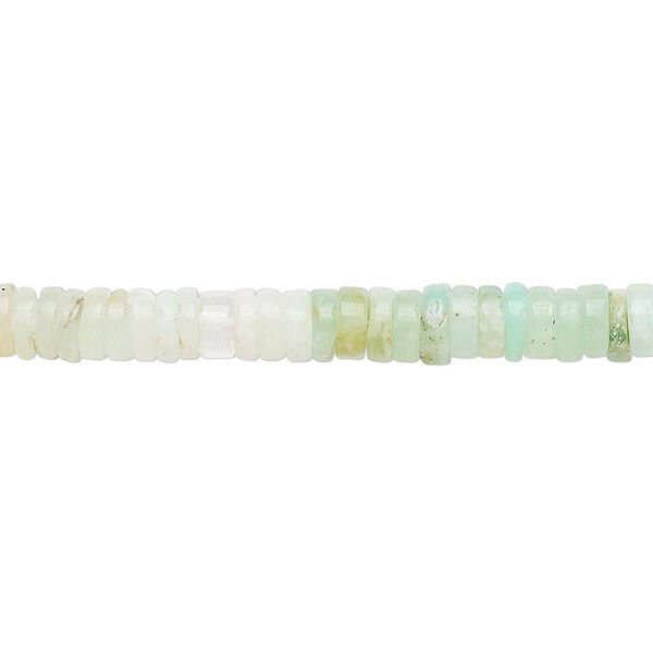 Green Peruvian opal 1pkg1, hand-cut rondelle bead natural B grade, 8 inch 4x1mm-6x2mm image number 0