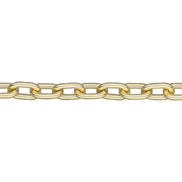 Chain, anodized aluminum, gold, 5mm oval cable. Sold per pkg of 5 feet. image number 0