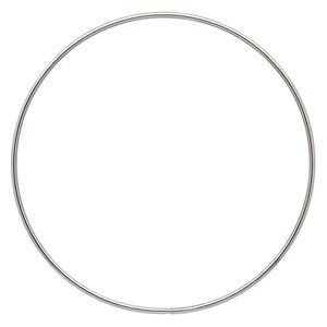 Beading hoop, imitation rhodium-plated steel, 6-inch closed round. Sold per pkg of 2.