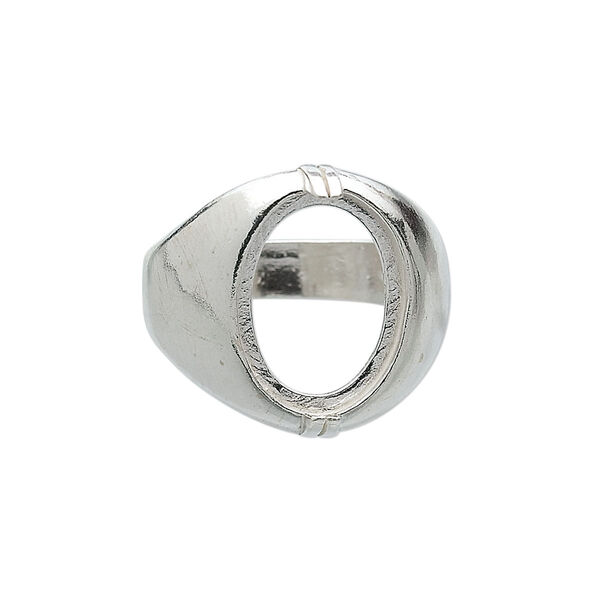 Ring, sterling silver, 16x12mm 2-prong oval setting, size 11. Sold individually. image number 0