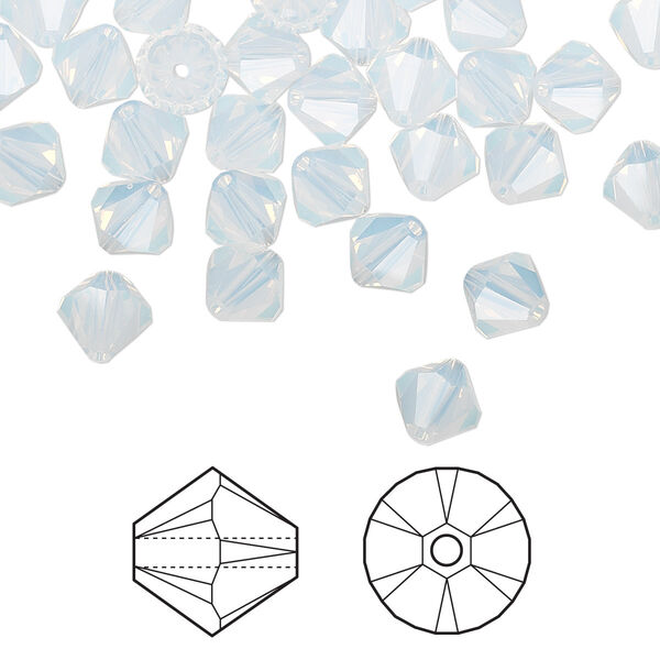 Bead 24pk white opal, Crystal Passions® 6mm bicone 5328 image number 0