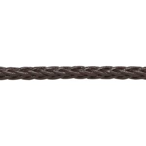 Cord, leather (dyed), brown, 4mm braided square. Sold per pkg of 1 yard.
