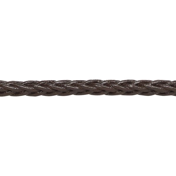 Cord, leather (dyed), brown, 4mm braided square. Sold per pkg of 1 yard. image number 0