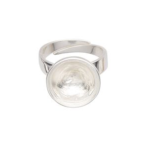 Ring, Almost Instant Jewelry®, sterling silver, 15.5mm wide with 14mm rivoli setting, adjustable from size 7 to 8. Sold individually.