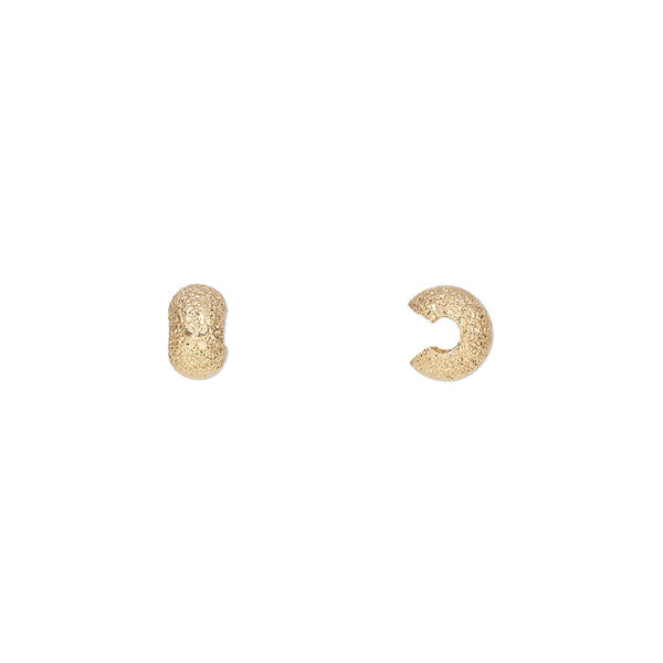 Crimp cover, gold-plated brass, 5x4.5mm stardust rondelle. Sold per pkg of 100. image number 0