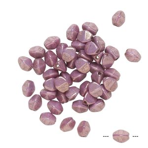 Bead, Preciosa, Czech pressed glass, opaque lilac luster, 5x4mm buckwheat. Sold per pkg of 50.