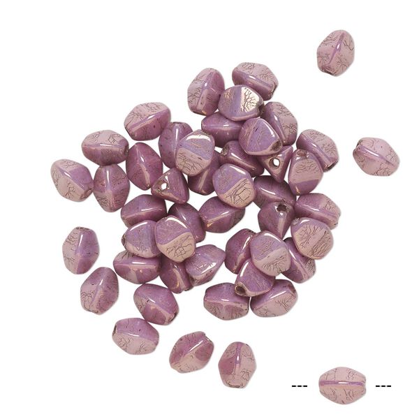 Bead, Preciosa, Czech pressed glass, opaque lilac luster, 5x4mm buckwheat. Sold per pkg of 50. image number 0