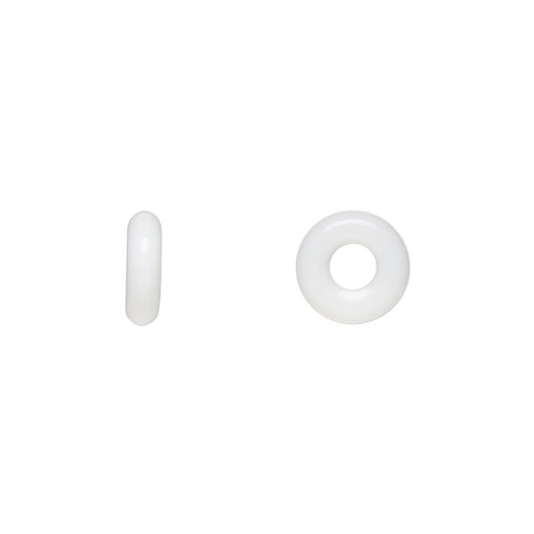 Bead, Czech pressed glass, opaque white, 9.5x3mm ring. Sold per pkg of 50. image number 0