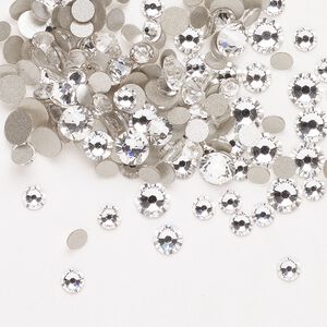 Flat back mix 1pkg150 crystal clear foil back, 3.00-4.80mm round SS12