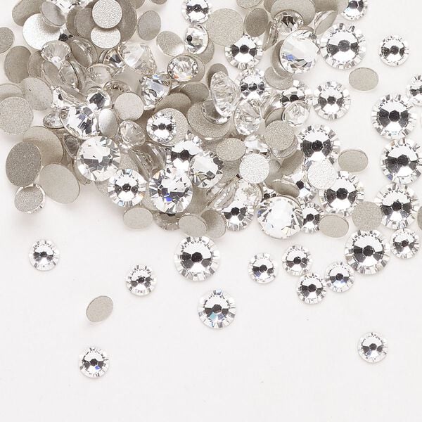 Flat back mix 1pkg150 crystal clear foil back, 3.00-4.80mm round SS12 image number 0