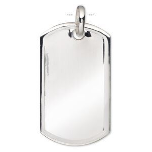 Focal, sterling silver-filled, 50x29mm single-sided dog tag with closed jump ring. Sold individually.