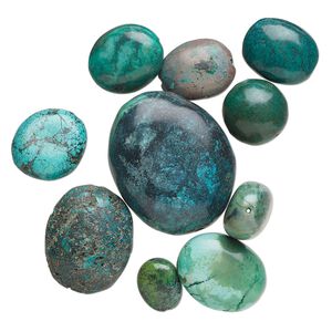 Turquoise 1pkg10, puffed oval bead mix 16x14mm-47x30mm
