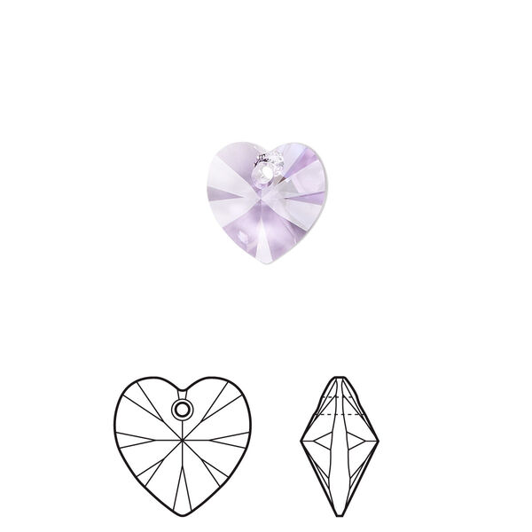 Drop 24pk violet, Crystal Passions® 10mm pendant heart 6228 image number 0
