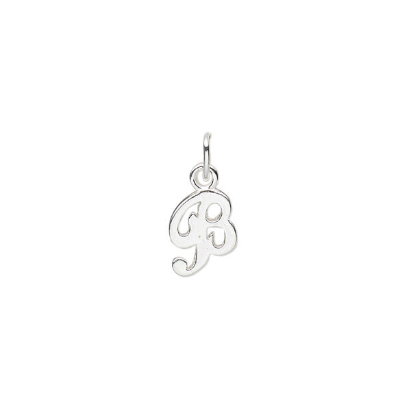Charm, sterling silver, 9x7mm Champagne cursive alphabet letter "B." Sold individually. image number 0