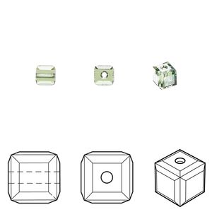 Bead 288pk peridot, Swarovski® 4mm cube 5601